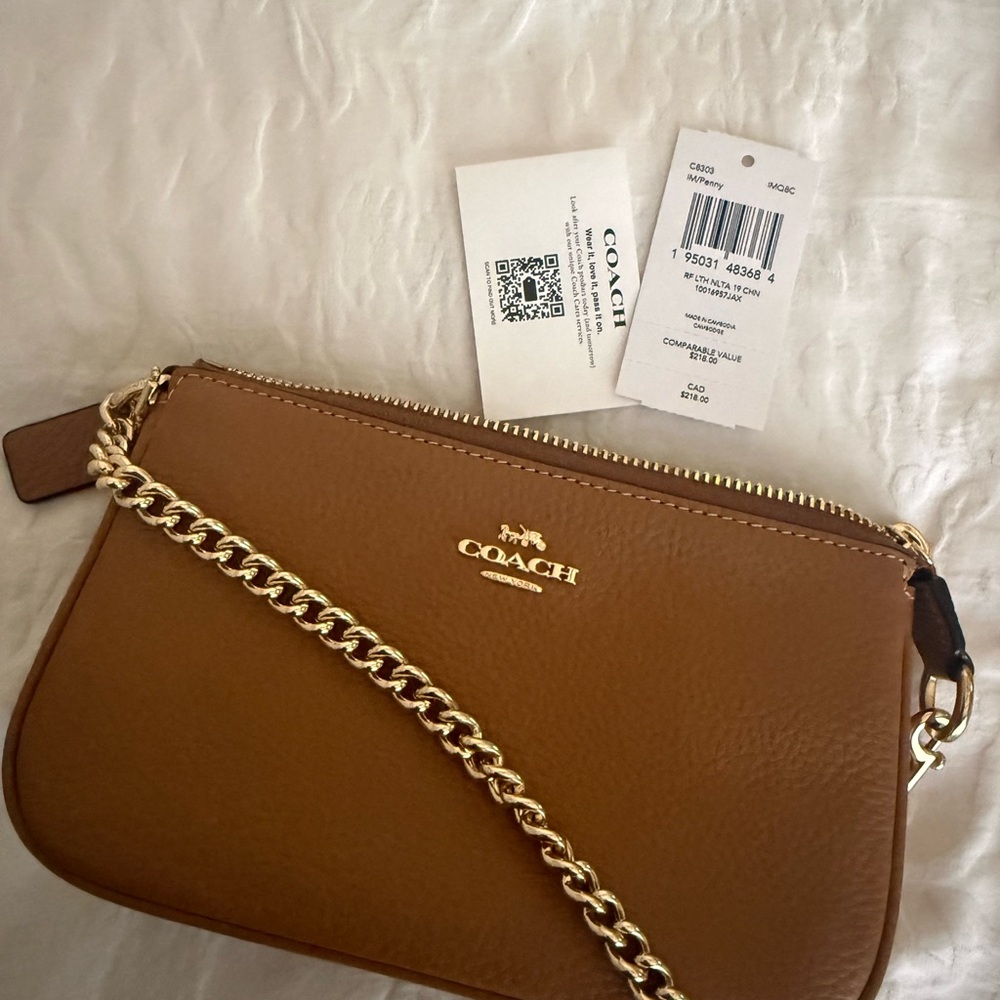 Coach Brown Leather Wristlet Bag